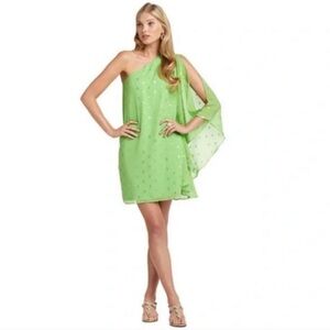 Lilly Pulitzer Elegant Green One-Shoulder Dress